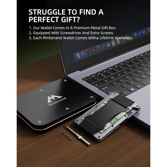 Men Metal Credit Card Holder with Cash Strap Quality Rustproof Black Wallet - Picture 7 of 7